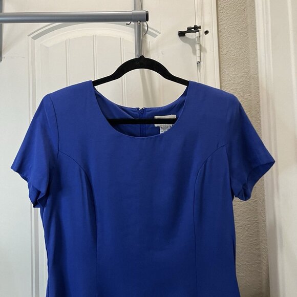Vintage Jennifer James Blue Sheath Dress Midi Back Zip Womens Size 10 - Picture 2 of 10